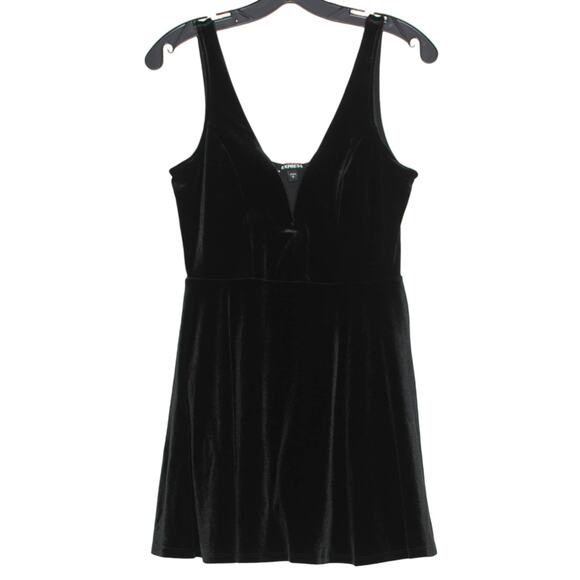 Express Dress Velvet Y2K Grunge 90s Minimalist Dark Academia Goth Black Small - Picture 1 of 7